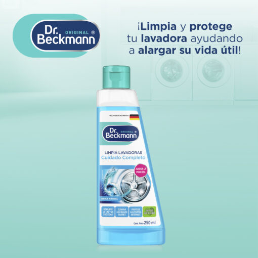 Limpia Lavadoras (Carbon Activado) 250ml - Dr Beckmann - manejo