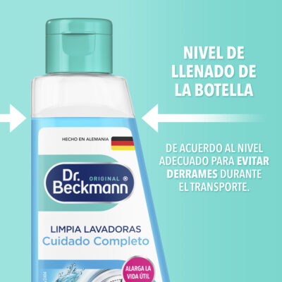Limpia Lavadoras (Carbon Activado) 250ml - Dr Beckmann - manejo