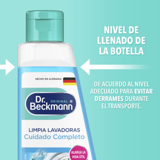 Limpia Lavadoras (Carbon Activado) 250ml - Dr Beckmann - manejo