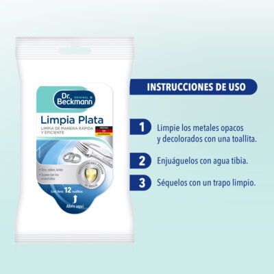 Limpia Plata 12ct - Dr Beckmann - instrucciones de uso