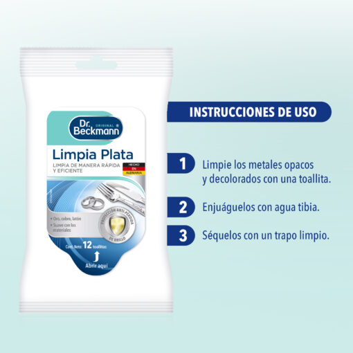Limpia Plata 12ct - Dr Beckmann - instrucciones de uso