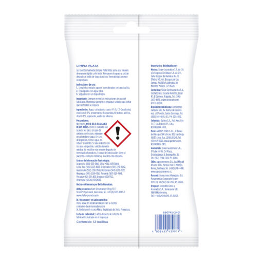 Limpia Plata 12ct - Dr Beckmann - reverso