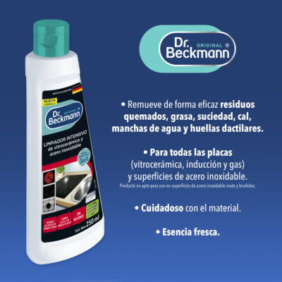 Limpiador Intensivo de Vitrocerámica y Acero Inoxidable 250 ml - Dr Beckmann - bullets