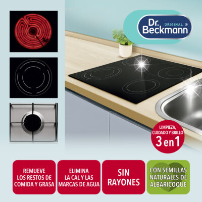 Limpiador Intensivo de Vitrocerámica y Acero Inoxidable 250 ml - Dr Beckmann - principal uso