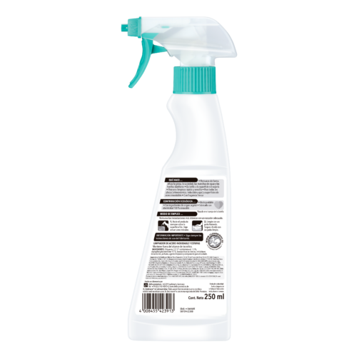 Limpiador de Acero Inoxidable y Estufas 250 ml - Dr Beckmann - reverso