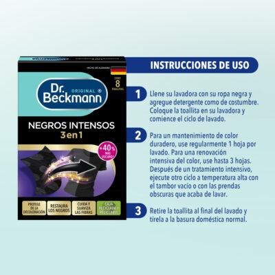 Negros Intensos Toallitas 8ct - Dr Beckmann - instrucciones de uso