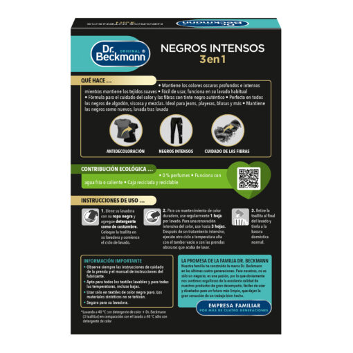 Negros Intensos Toallitas 8ct - Dr Beckmann - reverso