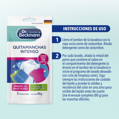 QUITAMMANCHAS INTENSO 80g - Dr Beckmann - instrucciones de uso