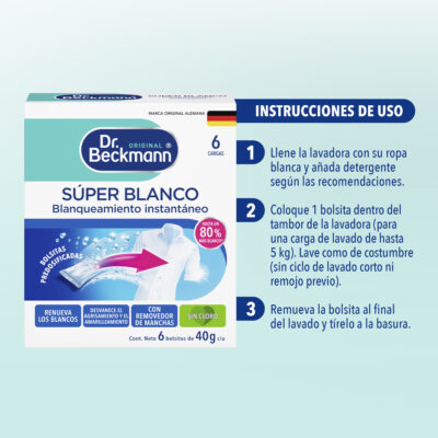 Super Blanco 6 x 40g - Dr Beckmann - instrucciones de uso