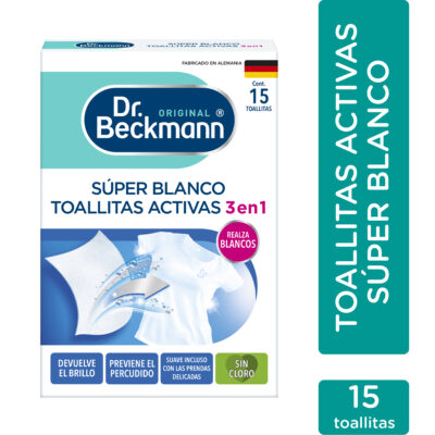 Súper Blanco Toallitas Activas 15ct - Dr Beckmann - portada