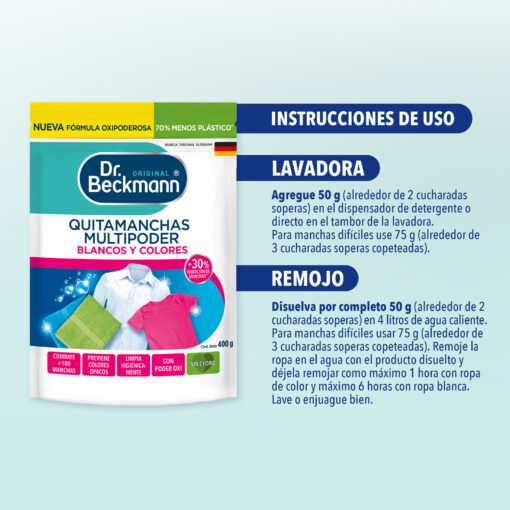Quitamanchas Multipoder 400g - Dr Beckmann - instrucciones de uso